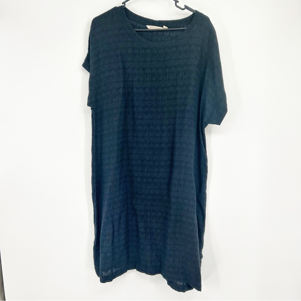 Soft Surroundings Black Textured Gauzy Dress Size Medium Summer Vacation Casual